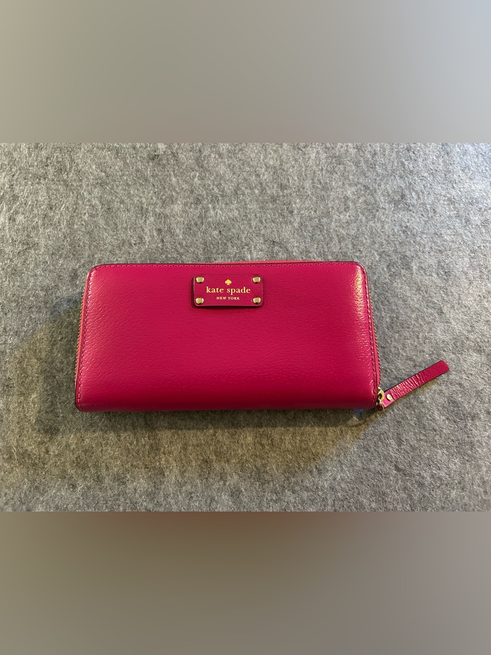 Kate Spade Hot Pink Magenta Leather Zip Around Long Wallet